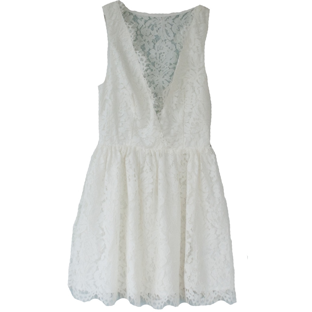 NWT Tobi Off White Lace Sheer Back Mini Dress XS